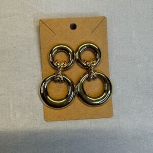 Circle Gold Tone Large Door Knocker Earrings Pierced